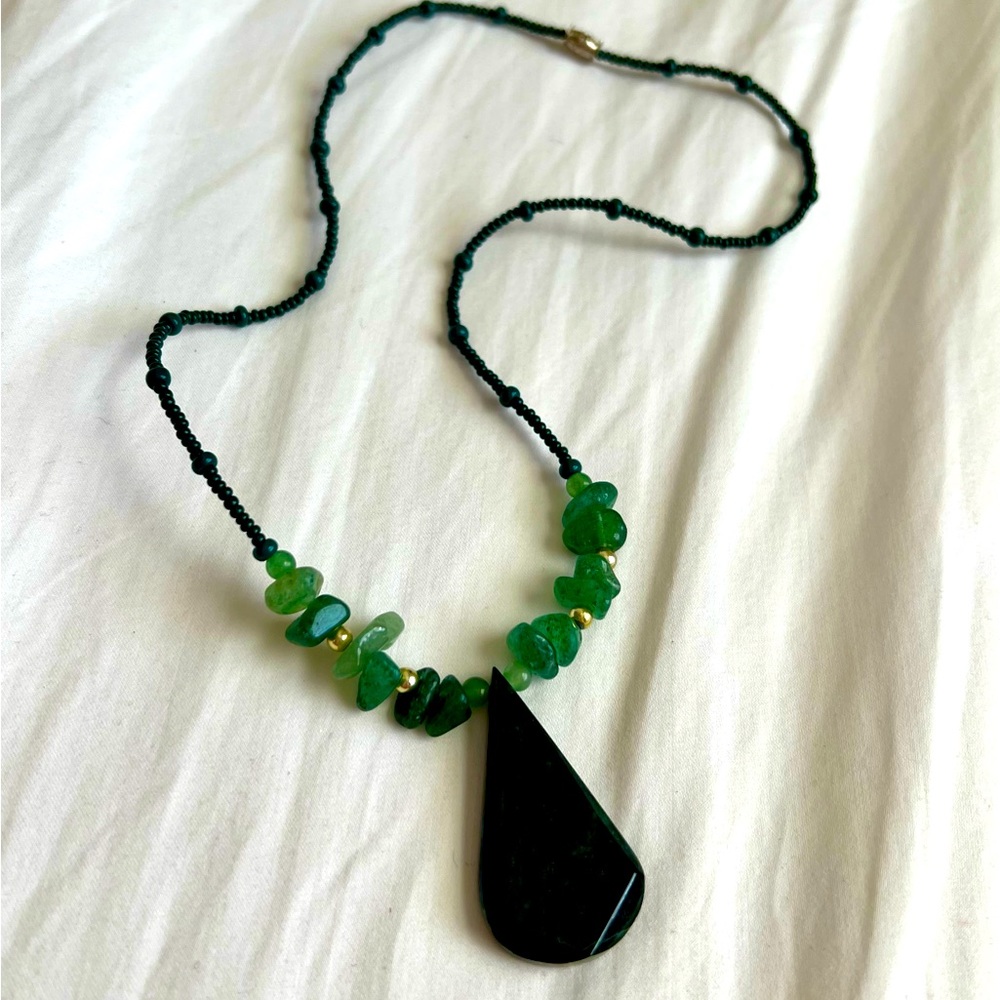 Jade Green Stone and beaded Necklace
